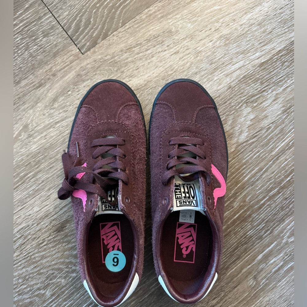 Brand New Vans off the wall Maroon and Light Pink Shoes